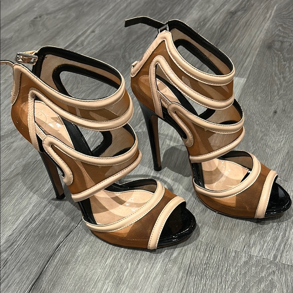 Elegant Tan and Black Women's Heels